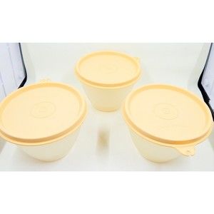 Tupperware Wonderlier Bowls Sheer With Almond Lids #148 With 215 Seals Set of 3